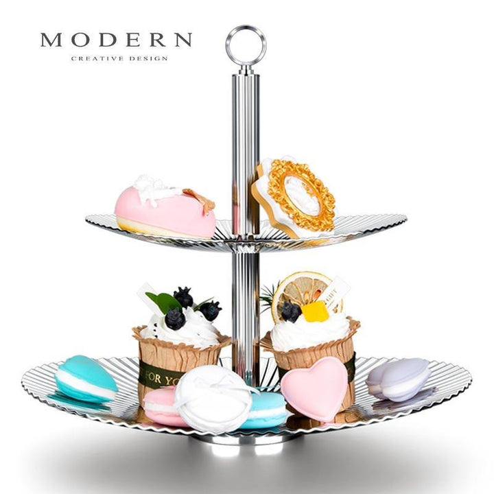 Two - Tier Stainless Steel Cake Stand - Luwak - Morden Minimalis Home Decor