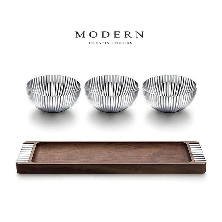 3 - Bowls Snack Dish Walnut Base Nut Bowl - Luwak - Morden Minimalis Home Decor